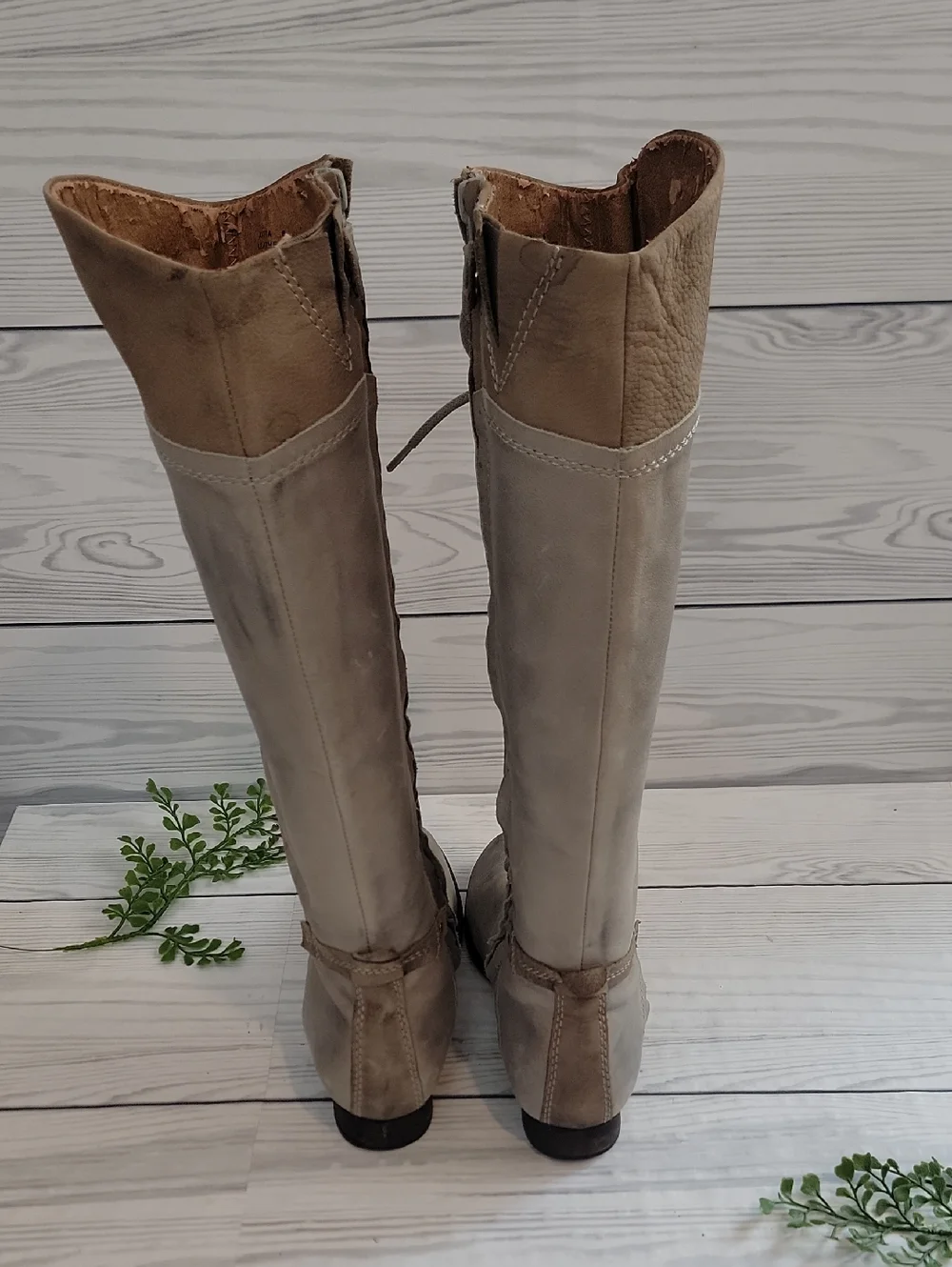 Kelsi Dagger Jutta  Lace-Up Tall Boots - Taupe Suede Womens Size 6